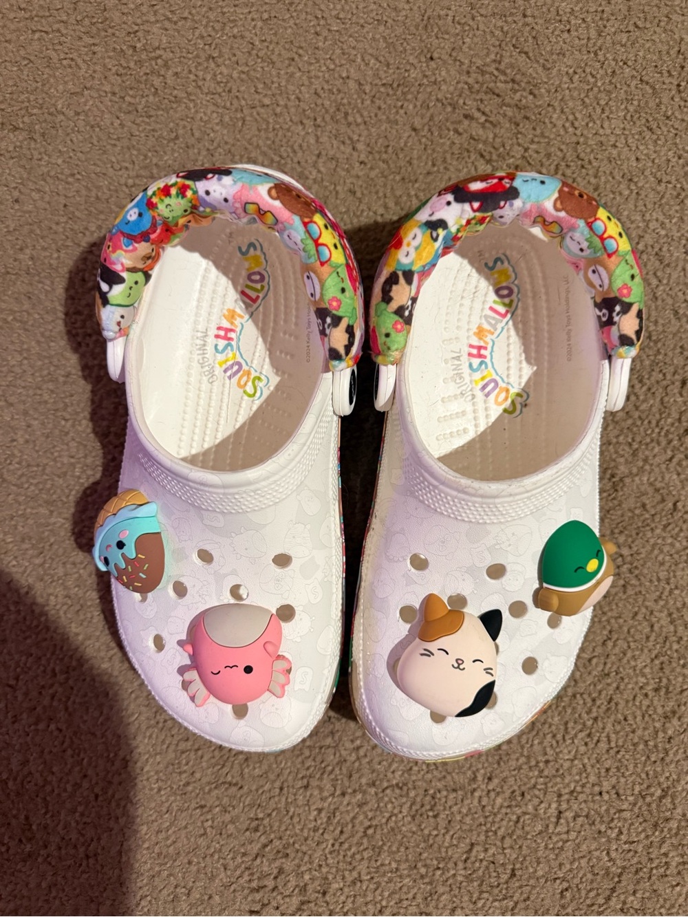 Adult White Croc-Style Shoes with Colorful Charms